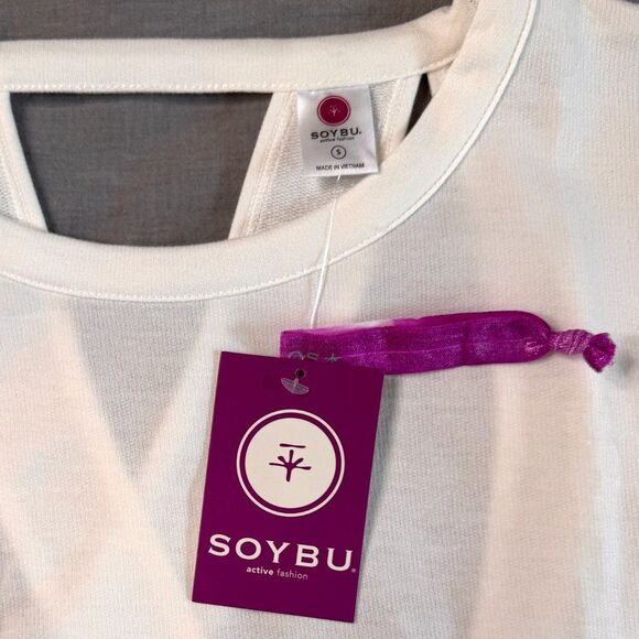 NWT Soybu Unity Pullover, Small, White Crossback Strappy Open Back Long Sleeves - Picture 5 of 12